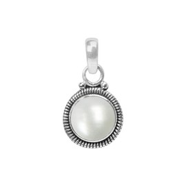 Pearl Stone 925 Sterling Silver Pendant Necklace For Women Girls Gift, Natural Gemstone Pendant Necklace, Solitaire Pendant, Handmae Pendant
