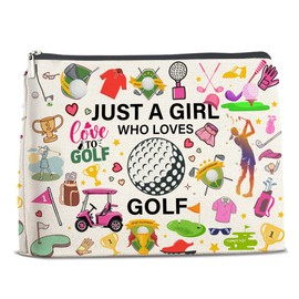 LGLZSHP Gifts for Golf Lovers Makeup Bag Golf Gifts Cosmetic Bag Zipper Makeup Pouch Just a Girl Who Loves Golf