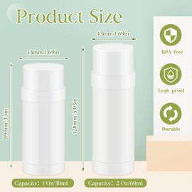 Teenyyou 50 Pcs 60ml/2oz Empty Deodorant Containers Twist Up Plastic Filling Bottle Refillable Deodorant Holder Tube for Homemade DIY Lipstick Sunscreen Balm Lotion Bar (White)
