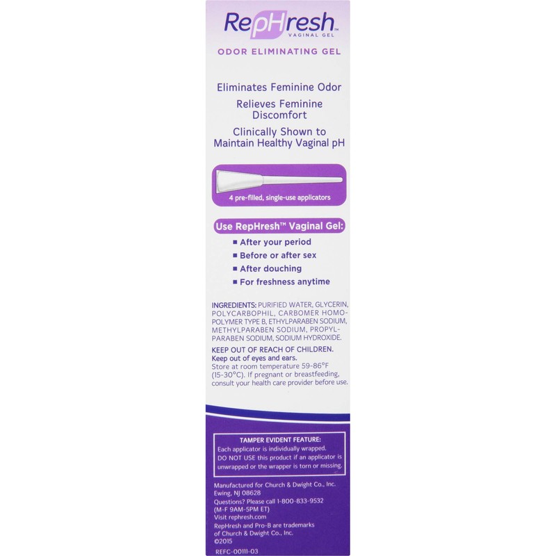 RepHresh Odor Eliminating Vaginal Gel, Feminine Care pH Balance for