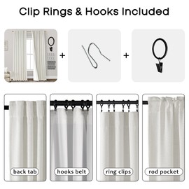 PANELSBURG 94 Inch Curtains 2 Panel Set,Blackout Linen Back Tab Pleated Curtains for Bedroom Living Room,52x94 Inches Long,Cream Ivory Off White