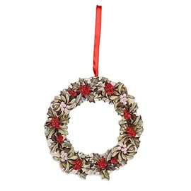 Holly Wreath Christmas Tree Ornament Classic Retro Vintage Style Decor