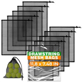 10PCS Nylon Mesh Bags with Drawstring 11,8 х7.48'' - Multipurpose Mesh Backpacks for Storage and Carrying Goods While Traveling or Camping