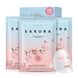 Mascarilla Facial Iluminadora(10 Unidades)- Cuidado Facial Hidratante Japonés Con Extracto De Sakura Para Mujeres Y Hombres - Tratamiento Facial...   