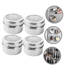 iplusmile 4Pcs Magnetic Spice Container Transparent Seasoning Jars for Salt Pepper and More Kitchen Storage for Seasonings Dry and