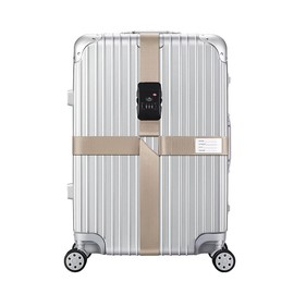 Veki Cross Luggage Straps Set TSA Approved with Lock Adjustable Travel Suitcase Belts Suitcase Tags with Name ID Card Packing Straps for Suitcases Strap Travel Accessories (Khaki*4pcs)