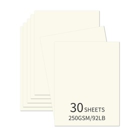 30 Sheets Cream Cardstock 8.5'' x 11'', 250gsm/92lb Heavyweight Cover Cardstock Paper, Thick and Smooth Card Stock Perfect for Invitations, Menus, Crafts, DIY Cards, Arts and Crafts