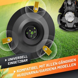 GRÜNTEK Mähroboter Ersatz-Klingen Set 18-tlg, kompatibel mit Husqvarna/Gardena/Navimow, Edelstahl TiN Beschichtet, hochpräzise, langlebige Ersatzmesser für Roboter Rasenmäher, mit Schrauben