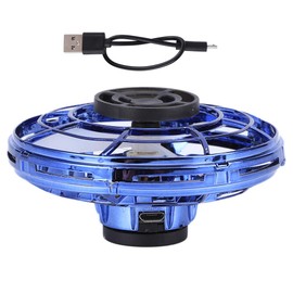 Flying UFO Toys Drones manuales con controlador mágico Mini Drone Flying Spinner Giratorio de 360 ° Luces RGB coloridas incorporadas para niños adultos en interiores y exteriores(Flynova azul)