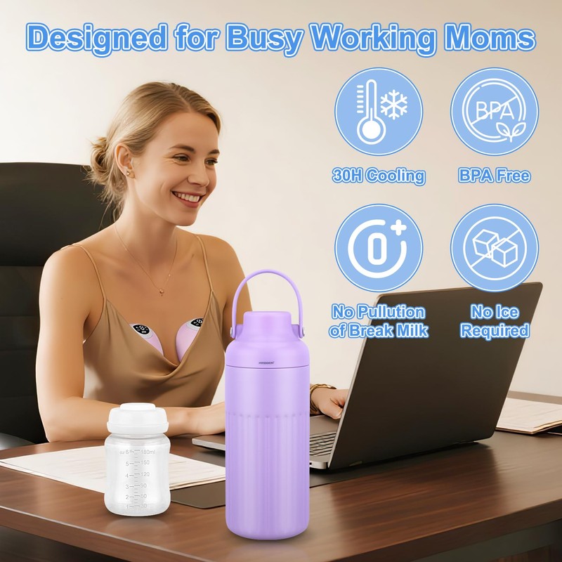 Compact Breast Milk Cooler Bottle, 12oz Portable Breastmilk Cooler with