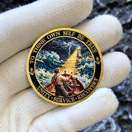 Sobriety Coin AA Medallion - to Thine Own Self Be True Recovery Gift