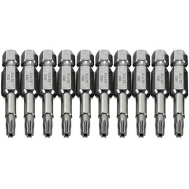 COMOK 10pcs 50mm Long 1/4 Inch Hex Shank T15 Torx Head Magnetic Screw Driver Bit Set Security Tamper Proof Star 6 Point Screwdriver Kit Tools