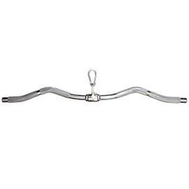 Barbell Multi-Exerciser Cable Attachment For Cable Machines, Lat Pull Down Cable Machine Attachments, Tricep Press Down Bar, Revolving Straight Curl Pulldown Bar with Rotating & Rubber Handle Grips (29 Inch Multi)