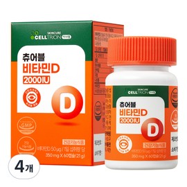 Inner wrap Celltrion Inner Lab Chewable Vitamin D 2000IU Orange Flavor 21g 60 Tablets 4 / 셀트리온 이너랩 츄어블 비타민D 2000IU 오렌지맛 21g 60정 4개
