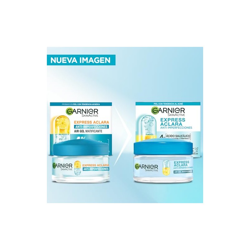 Garnier Express Aclara Crema Hidratante Matificante Anti-imperfecciones, controla oleosidad e
