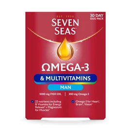 Seven Seas Omega-3 & Multivitamins Man, With B Vitamins and Magnesium, 30-Day Duo Pack, 30 Omega-3 Capsules and 30 Multivitamin Tablets