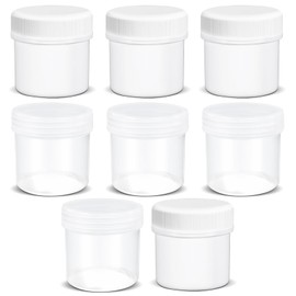 TSA Approved Wide Mouth Travel Size Containers, PP Clear & White Leak Proof Travel Plastic Jars with Lids for Creams Lotion Cosmetic, Jewelry Beads, Sample, Small Items Storage (1.7 oz, 8 Pcs)