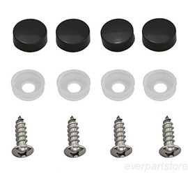 Stainless Steel License Plate Frame Self-Tapping Screws Fasteners ((4X) M6x20, Self-Tapping Screws + Black Screw Covers)