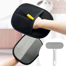 Pets Double-Sided Pet Grooming Gloves，Reusable pet Hair Removal Gloves，Cat and Dog Hair Remover for Furniture, Couch, Carpet, Clothing and Bedding - Portable, Multi-Surface Fur Removal Tool