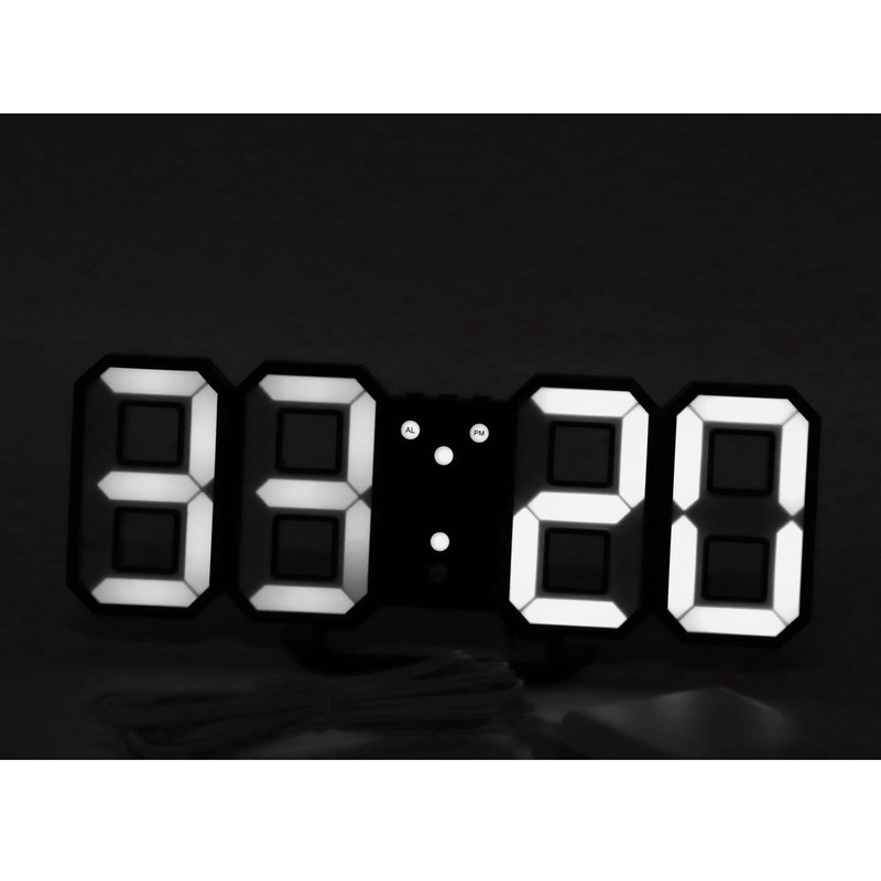 3D LED Digital Desktop Clock Dimmable Snooze Time Memory 12