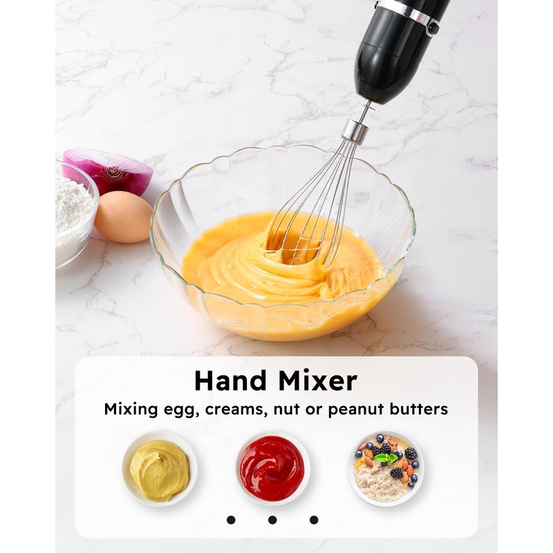 Sangcon 5-in-1 Immersion Blender Handheld with 1000ml Cup, 2-Speed Adjustable