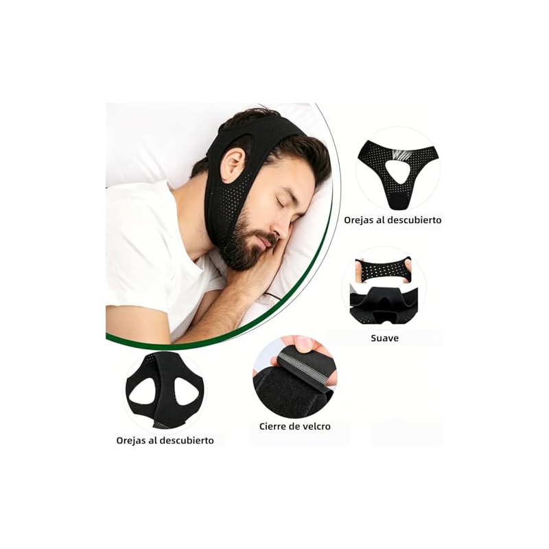 Correa de Barbilla Antirronquidos Ajustable para Hombres Mujeres