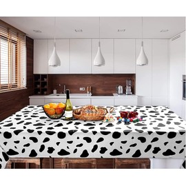 YIHUANYIFA 2 Packs Tablecloth Disposable Cow Printed Waterproof Plastic Table Covers for Rectangle 54" x 108" Plastic Tablecloth Party Supplies for Birthday Wedding (2, Cow Printed)