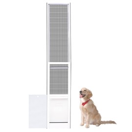 HANIML Large Dog Door for Sliding Glass Doors Doggie Door Insert for Screen Patio Pets Door with Lockable Panel Magnetic Closure Ideal for Large Dogs Cats Convenient and Durable Easy to Install White