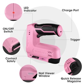 WORKPRO 3.6V Electric Cordless 2-in-1 Staple Nail Gun 2000PCS Staple Nails w/USB Charger