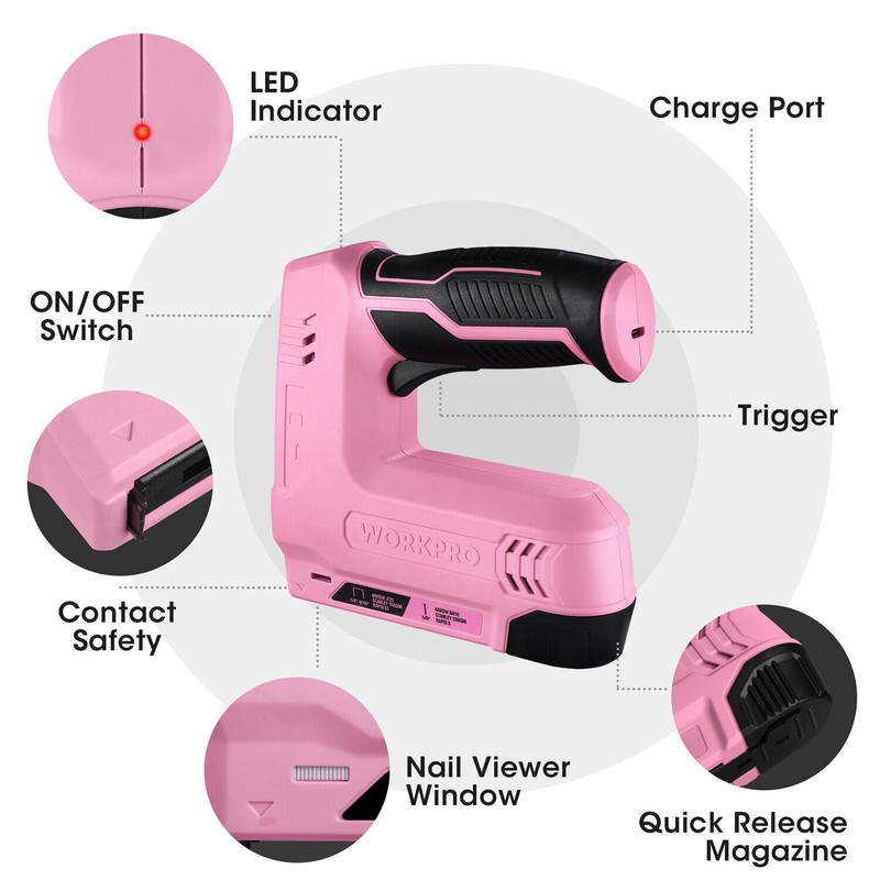 WORKPRO 3.6V Electric Cordless 2-in-1 Staple Nail Gun 2000PCS Staple