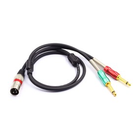SiYear XLR 3 Pin Male to Double 6.35mm 1/4" TS Male Y Splitter Cable, Dual Mono Male (1/4 inch) 6.35mm to XLR Male Plug Stereo Microphone Cables(3.3Feet)