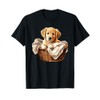 Golden Retriever Puppy in Basket T-Shirt, black