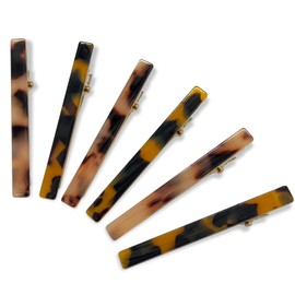 6Pcs Tortoiseshell & Beige Duckbill Hair Clips – Chic Metal Hair Barrettes for Women & Girls