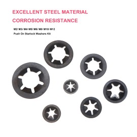 cSeao 235pcs[8 Sizes] Black Starlock Internal Tooth Lock Washers Assortment Kit, M2/ M3/ M4/ M5/ M6/ M8/ M10/ M12