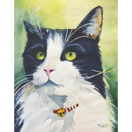 black and white tuxedo cat giclee print of my original painting signed 8x10