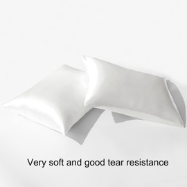 BEDSUM 2 Pack Standard Silk Satin Pillowcases for Hair and Skin, Silky Soft and Luxurious Bedding Pillow Cases with Envelope Closure, 20x26 Inches, White