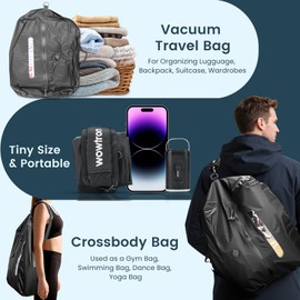 Vacuum Bags for Travel with Pump & Adjustable Strap, 40L Compression Packing Cubes IP67 Waterproof Reusable Travel Space Saver Bags for Carry on Luggage Suitcase Backpack Camping Gym