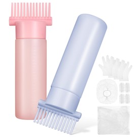 Gatuida Root Comb Applicator Bottle for Hair Oil Applicator - 2 Pcs Oil Applicator for Hair Dye, 6 Oz Hair Bottle Applicator Brush with Graduated Scale with Gloves Headgear Earmuffs