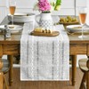 Artoid Mode Grey Rustic Linen Table Runner, Seasonal Embroidered Hollow