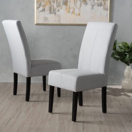 Christopher Knight Home Pertica Fabric Dining Chair (Set Of 2),Wood, Light Grey