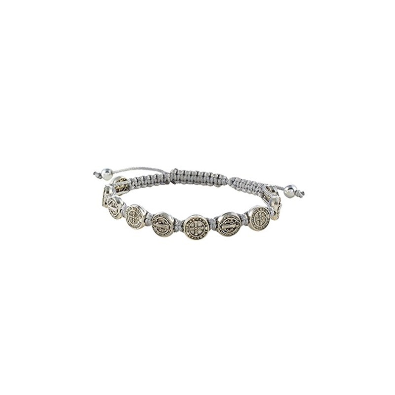 CB Saint St Benedict Medal on Adjustable Cord Bracelet, 8