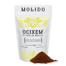 Café Molido Descafeinado OCIXEM 454g | Notas de Cacao y Caramelo | 100% Arábiga Tostado Medio Oscuro | Proceso Swiss Water Libre de Químicos | Certificación Kosher | Ideal para Cafeteras