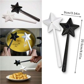 2Pcs Black and White Salt and Pepper Shaker Magic Wands, Pentagram Shape Salt Dispenser, Wand Salt and Pepper Shakers, Star Wand Salt and Pepper Shakers Refillable With Holes Kitchen Accessories，Mills