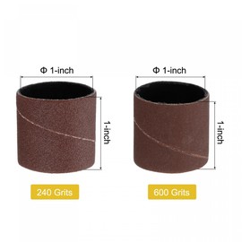 uxcell 1 Inch x 1 Inch Sanding Sleeves 240 Grits 600 Grits Sandpaper Band Drums 20 Pcs