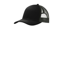 Port Authority Snapback Trucker Cap. C112, Black/ Grey Steel, OSFA