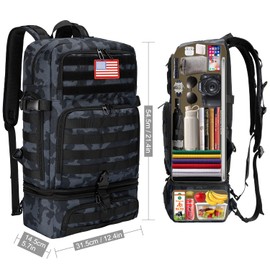 BERTASCHE Lunch Backpack for Men, 15.6 Inch Laptop Backpack for Work College Travel Camping Tactical Molle Daypack, Camo Navy