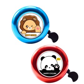 Pack of 2 children's bicycle bells, children's bicycle, bicycle bell, girl, funny cartoon pattern, suitable for bicycles and balance bikes with round tubes within 22 mm