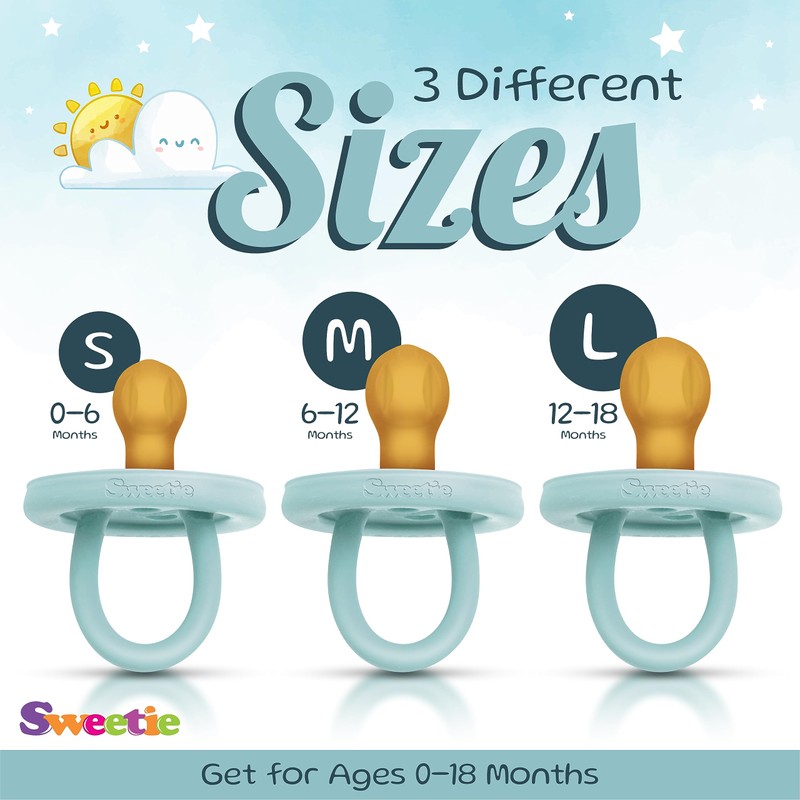 SWEETIE Rubber COLOR Pacifier Natural Rubber Pacifier Rounded 1 Count