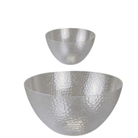 eMKay® Pack of 2 Reusable Plastic Salad Bowls (Large 4.5L Bowl & Small 1L Bowl) Clear Hard Plastic Serving Bowls with Dimple Effect – BPA-Free Mixing & Snack Bowls for Parties BBQs Indoor Outdoor use