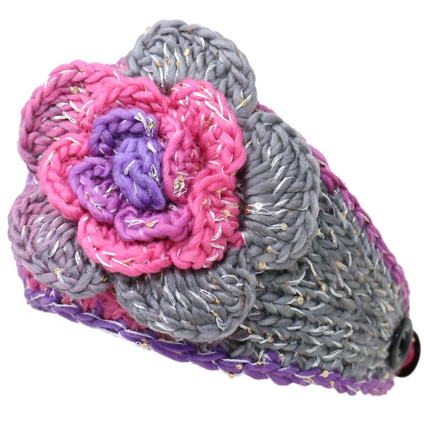 KMystic Diadema de invierno con flores en dos tonos, Rosado